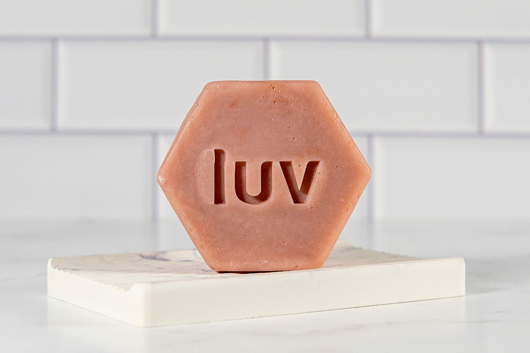 LuvSoap Hexagons 3-Pack - Red - Light Floral Blend of Geranium, Bergamot, and Grapefruit - Moroccan Red Clay