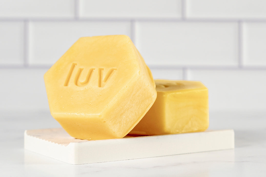 LuvSoap Hexagons 3-Pack - Yellow - Bright Elixir of Lemongrass & Juniper Berry - Yellow Kaolin Clay