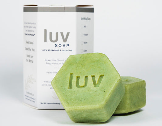 LuvSoap Hexagons 3-Pack - Green - Sweet Woodsy Blend of Cedarwood and Fir - French Green Clay and Chlorella