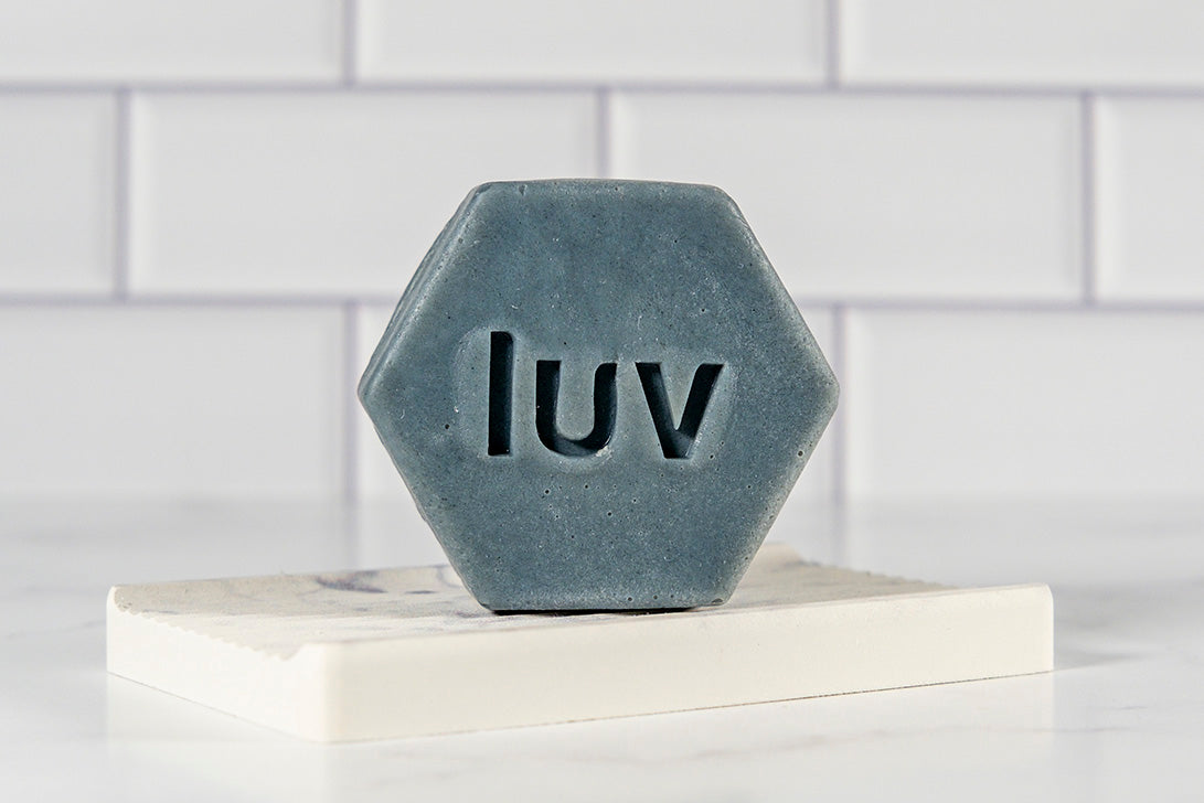 LuvSoap Hexagons 3-Pack - Blue - Refreshing Peppermint and Rosemary - Natural Indigo and Activated Charcoal