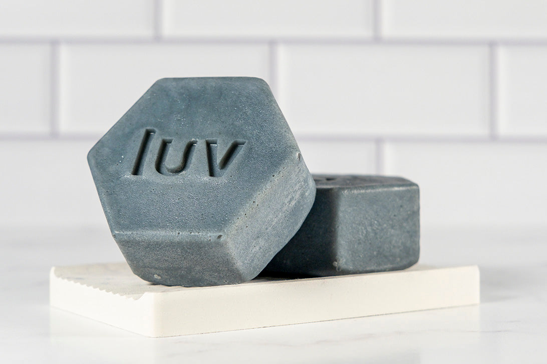 LuvSoap Hexagons 3-Pack - Blue - Refreshing Peppermint and Rosemary - Natural Indigo and Activated Charcoal