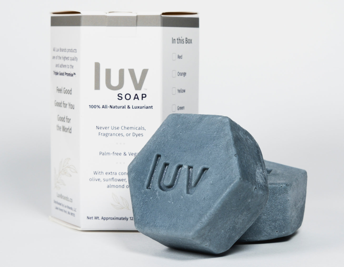 LuvSoap Hexagons 3-Pack - Blue - Refreshing Peppermint and Rosemary - Natural Indigo and Activated Charcoal