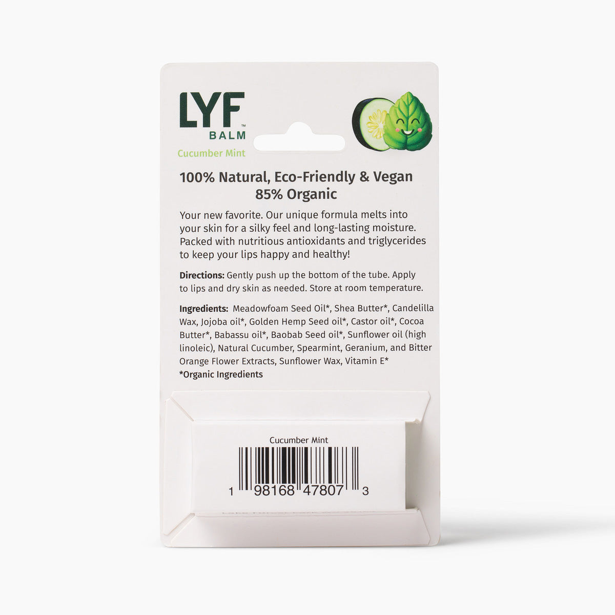 LYF Balm - World's Best 100% Natural Vegan Lip Balm - Cucumber Mint