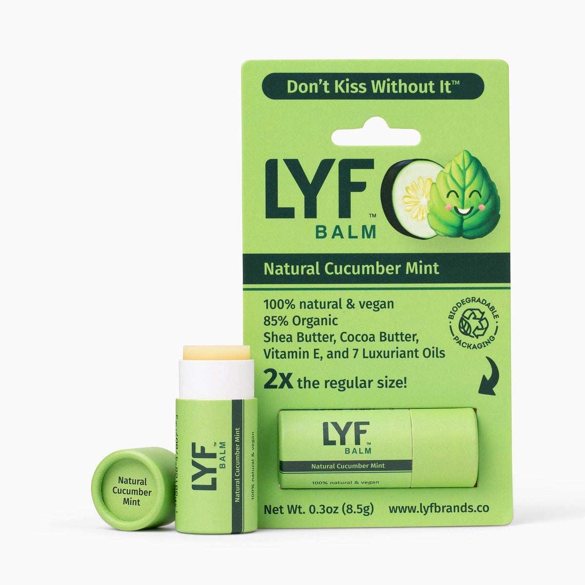 LYF Balm - World's Best 100% Natural Vegan Lip Balm - Cucumber Mint