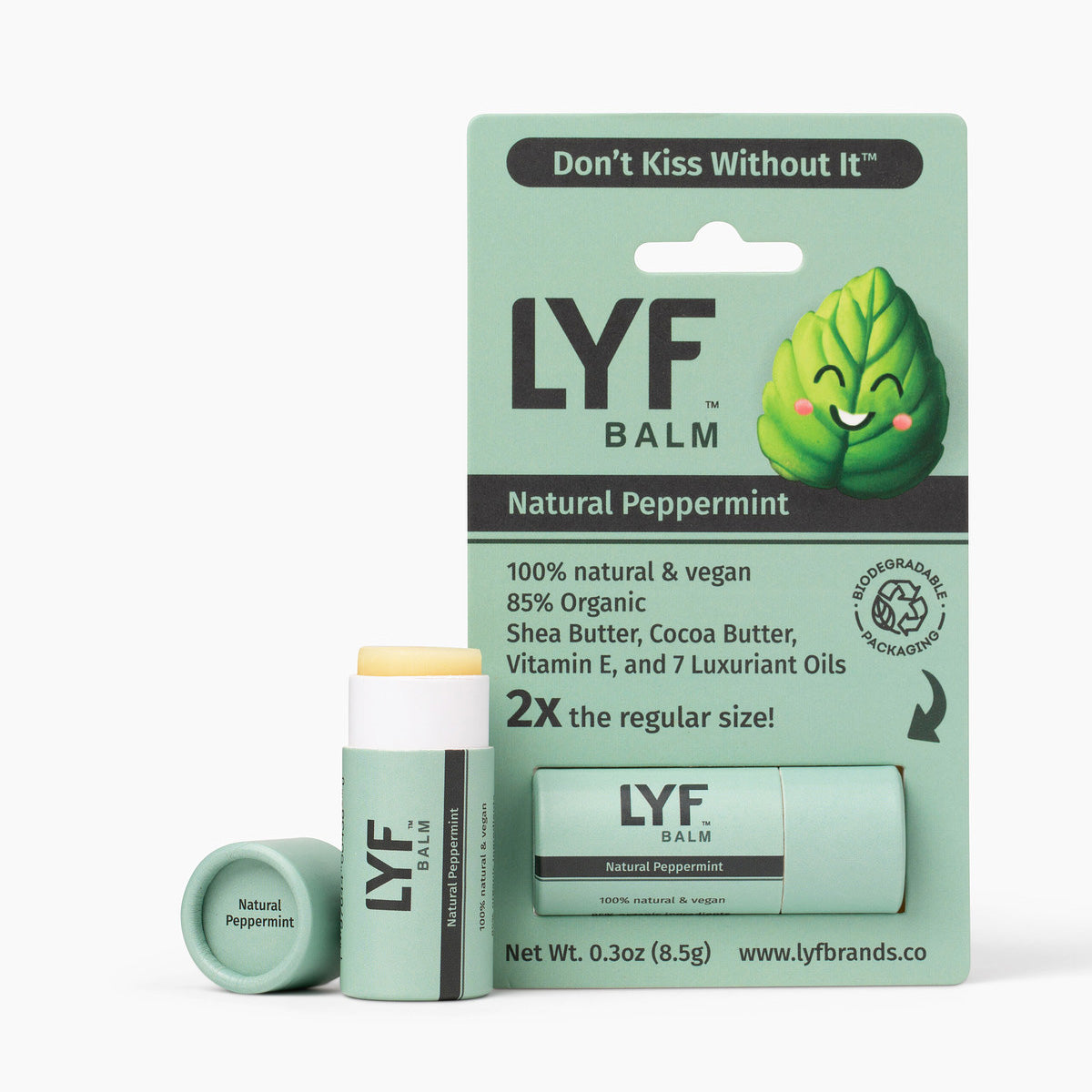 LYF Balm - World's Best 100% Natural Vegan Lip Balm - 3 Pack - Coconut, Peppermint, Vanilla