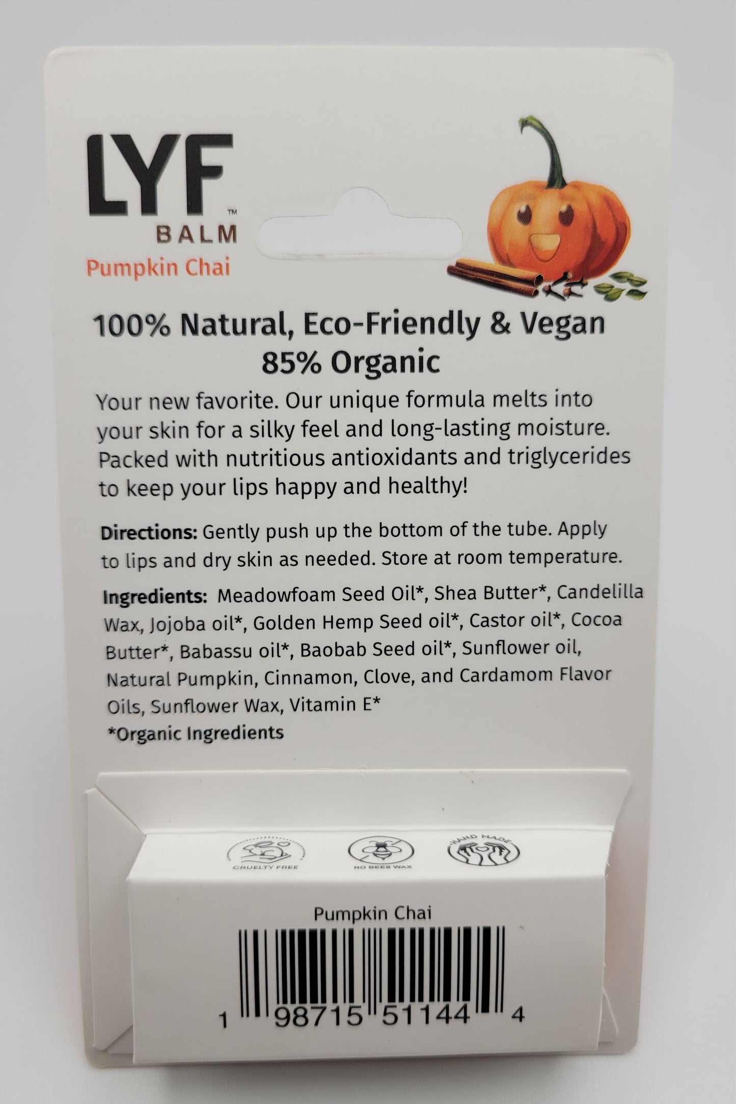 LYF Balm - World's Best 100% Natural Vegan Lip Balm - Pumpkin Chai