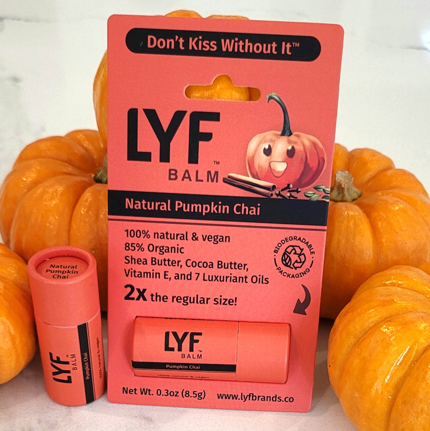 LYF Balm - World's Best 100% Natural Vegan Lip Balm - Pumpkin Chai