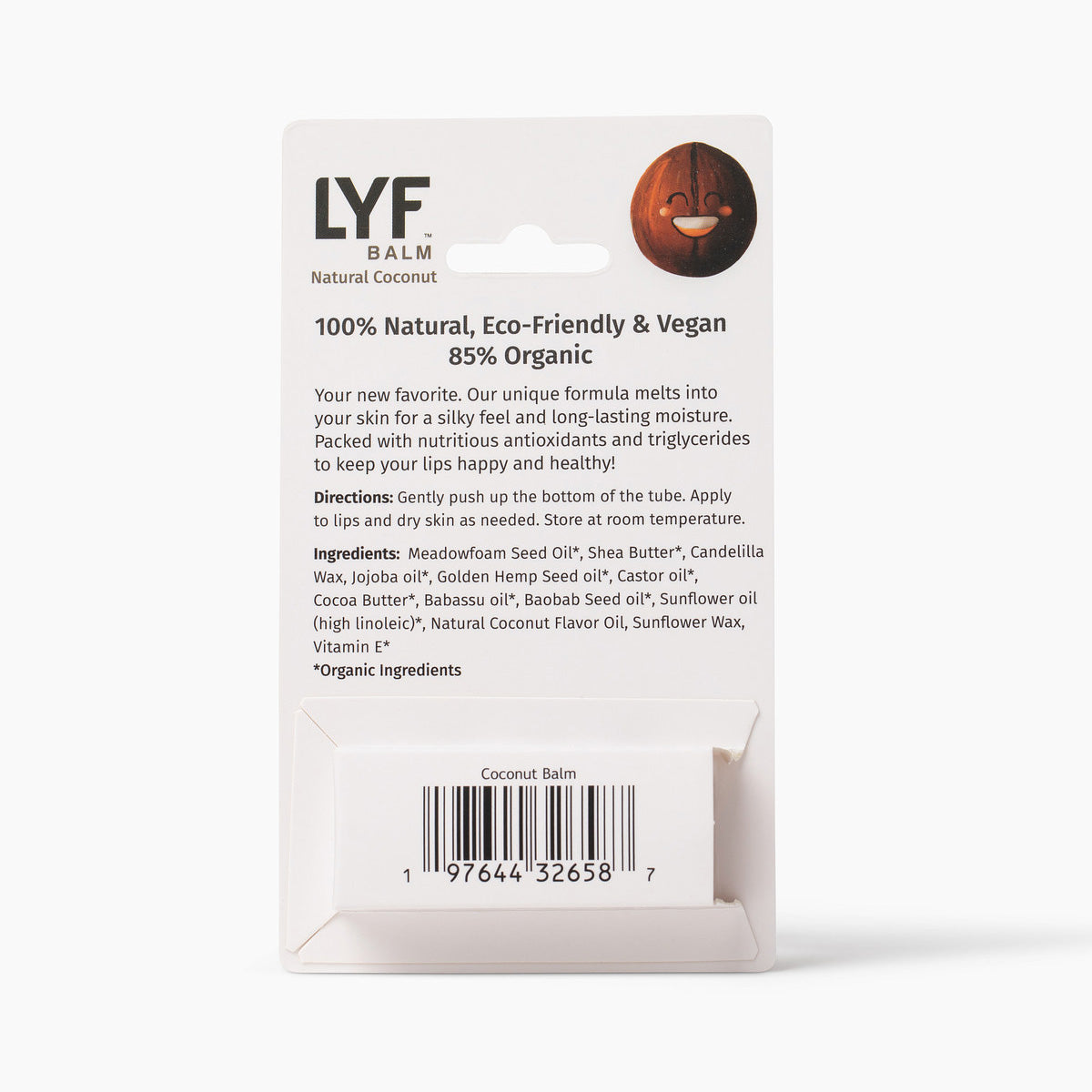 LYF Balm - World's Best 100% Natural Vegan Lip Balm - 3 Pack - Coconut, Peppermint, Vanilla